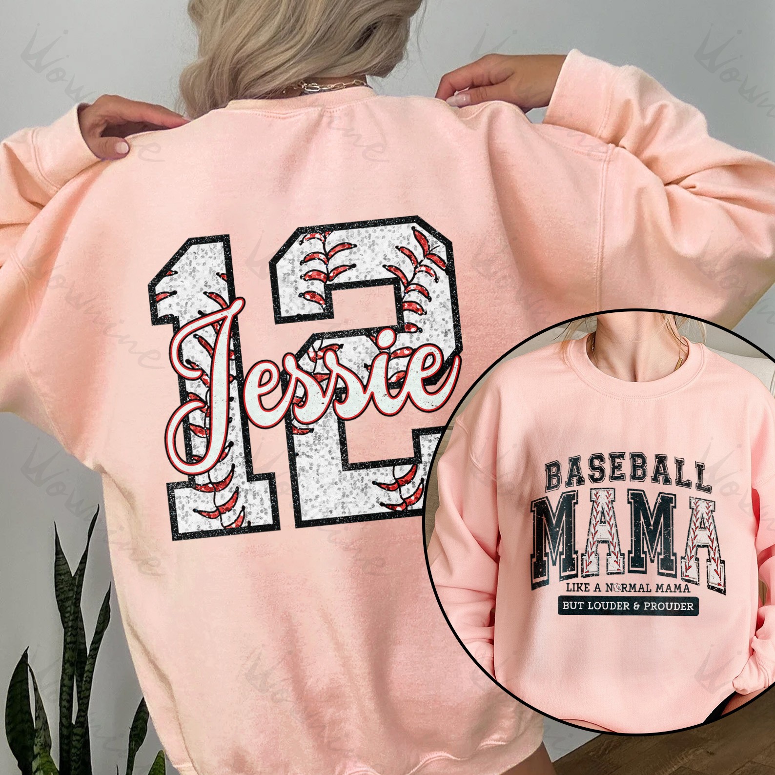Custom Big MAMA With Baseball Number Sweatshirt