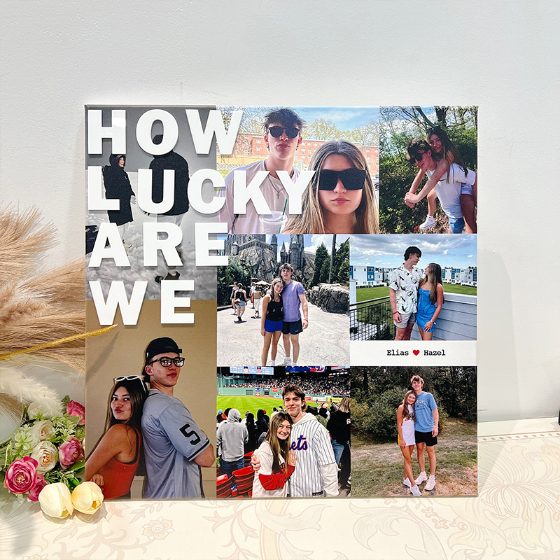 How Lucky Are We Custom Valentine's Day Photo Canvas