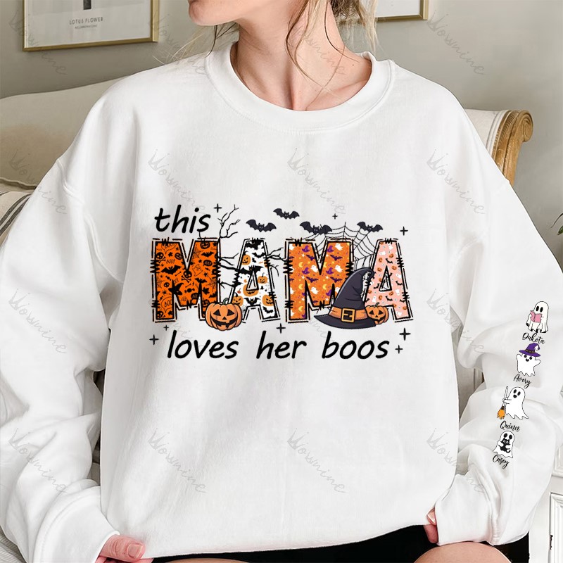 Halloween Mama Wears Her Ghost Kids on Her Sleeve Custom Sweatshirt