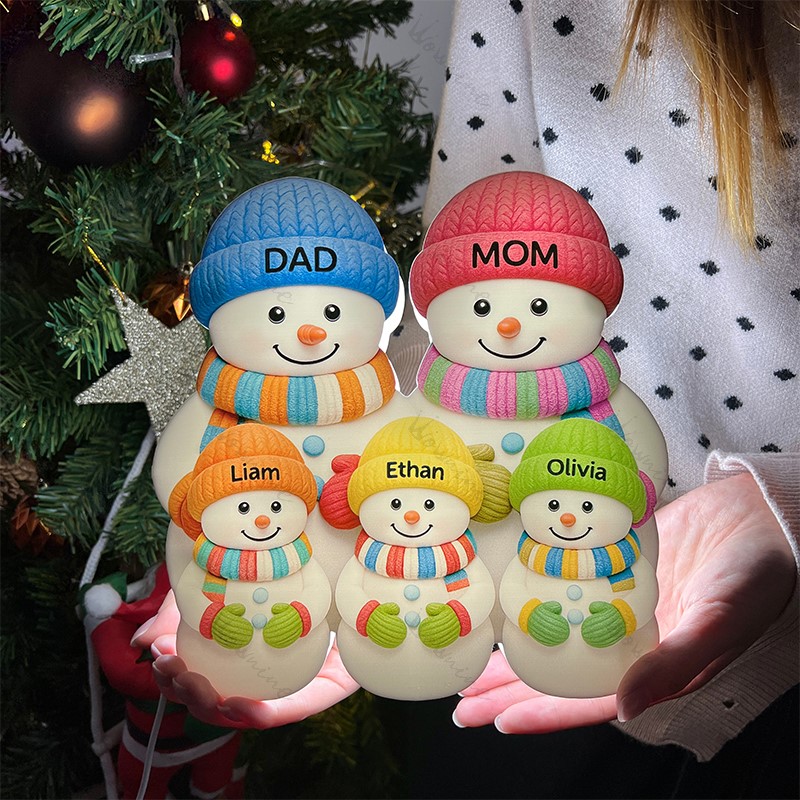 3D Effect Heartwarming Christmas Grandma Snowman Custom Light Box