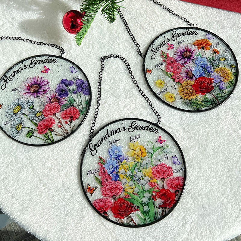 Vintage 'Mama's Garden' Floral Glass Decor