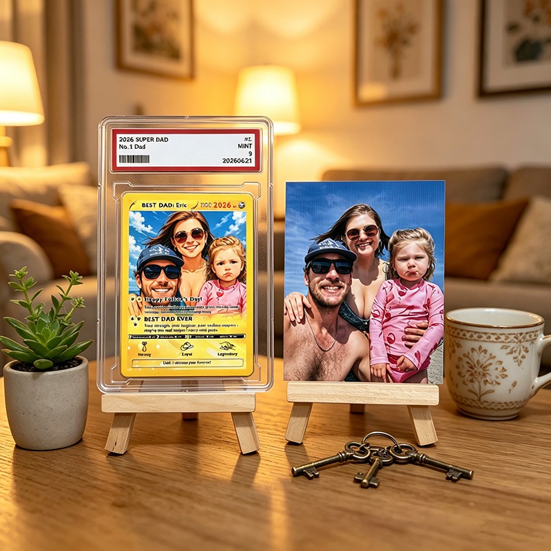 Custom Father's Day Pokémon Card – Personalized Anime Dad Gift with Photo & Holographic Finish