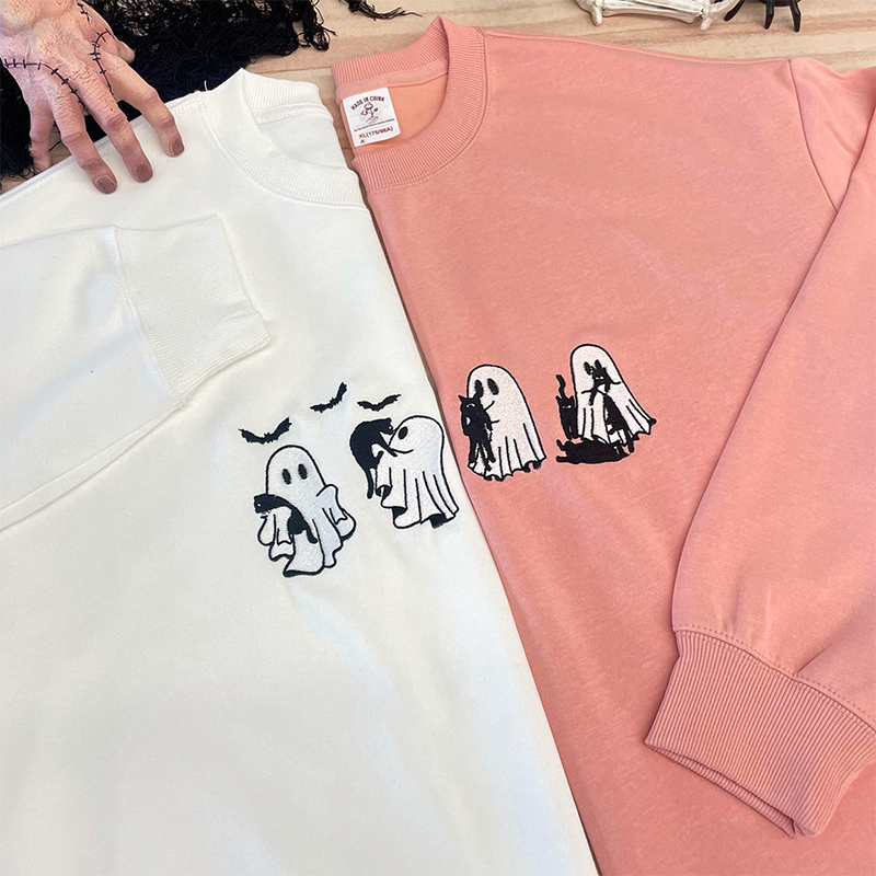 Embroidered Ghost Black Cats Sweatshirt