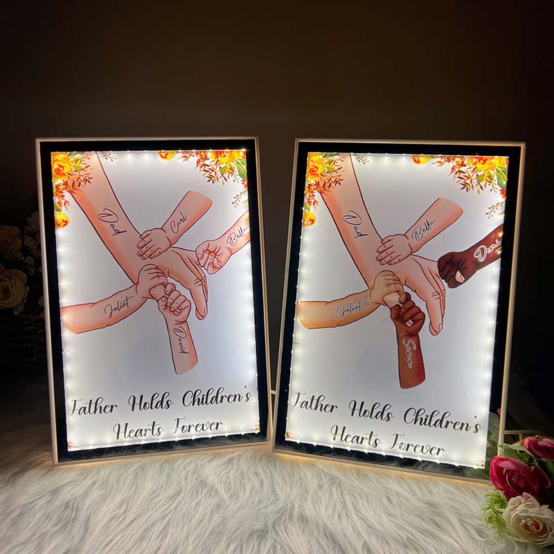 (Multiple skin colors) Dad Everything We Are Is Because Of You - Personalized Mirror Light Box