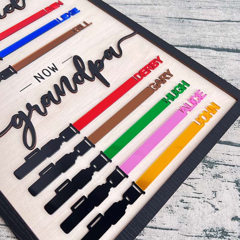 First Dad Now Grandpa-Family lightsaber Wooden Sign