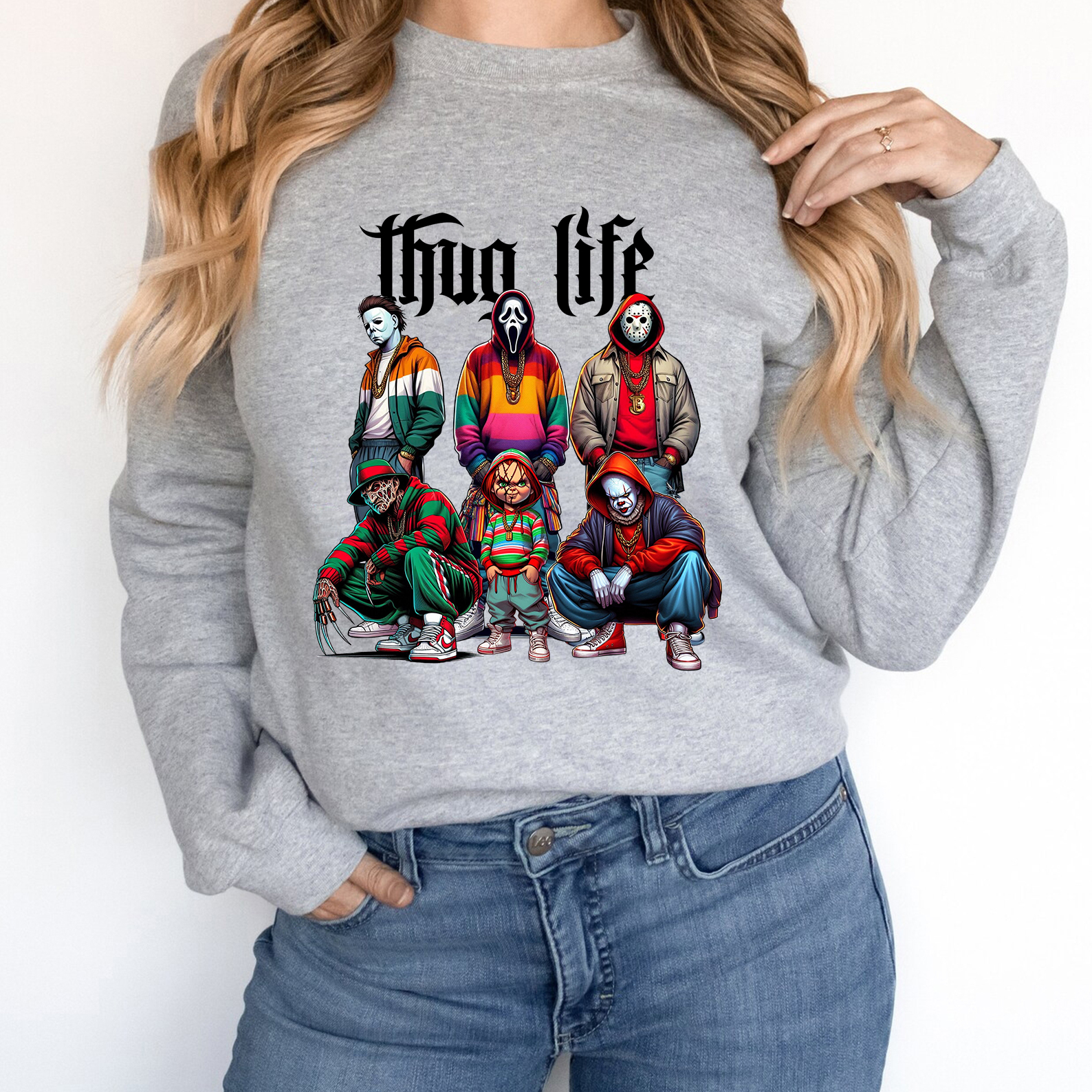 Halloween Customized Thug Life Horror Character Sweatshirt