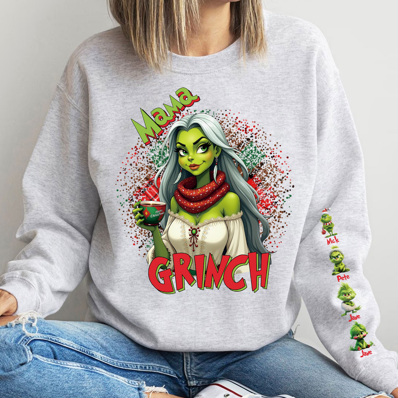Custom Christmas Mama Daddy With Kids Name Sweatshirt Christmas Day Gift