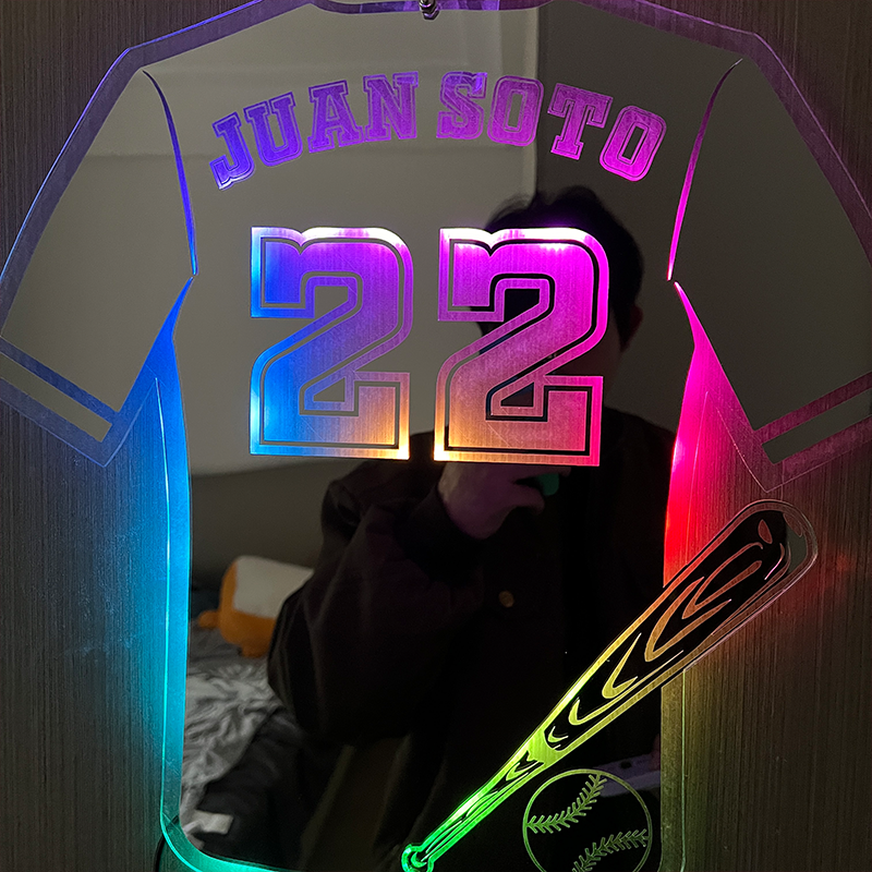 Personalized LED Cool Mirror Lights for Baseball Fans