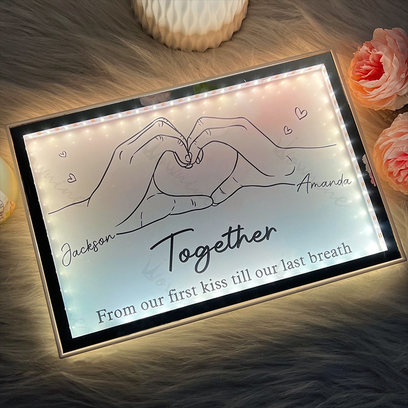Together Forever From Our First Kiss Till Our Last Breath Custom horizontal Frame Light Box