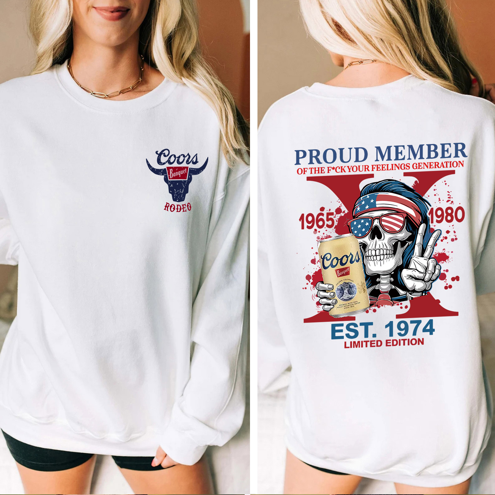 Customized Skeleton Beer Lover Crewneck