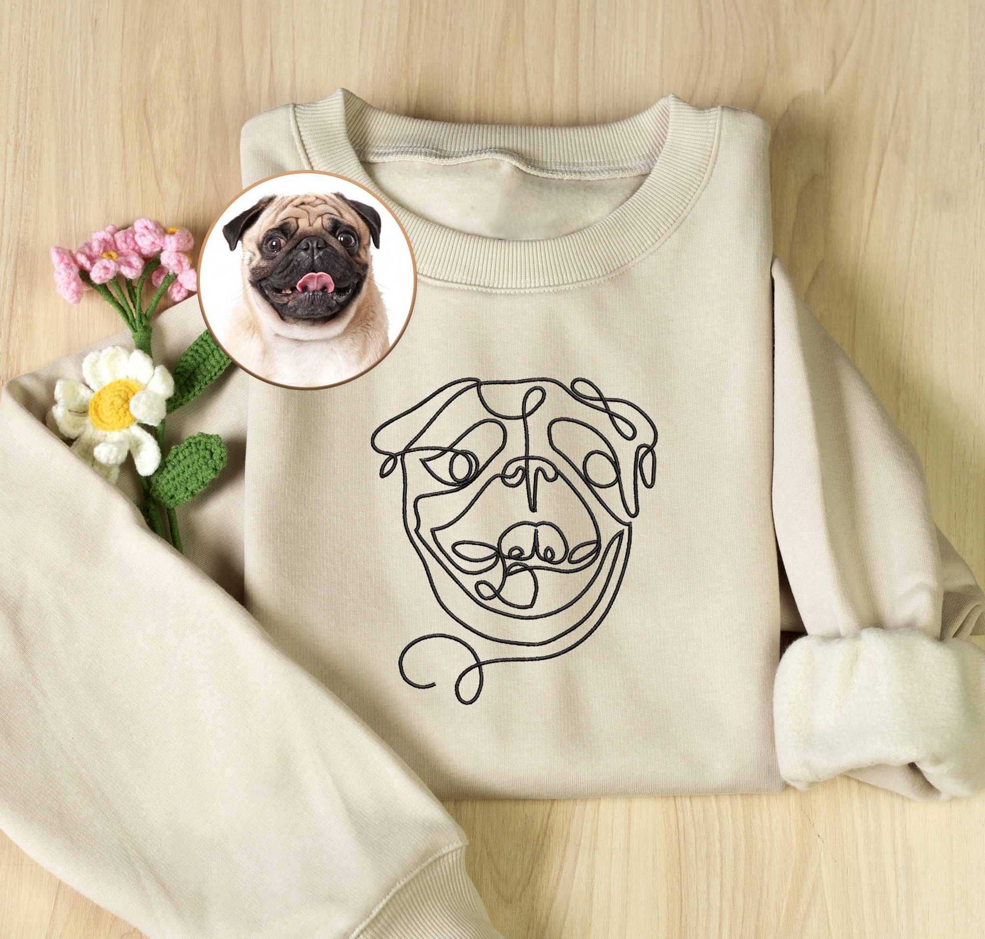 Custom Embroidered Line Drawing Hoodie❤️