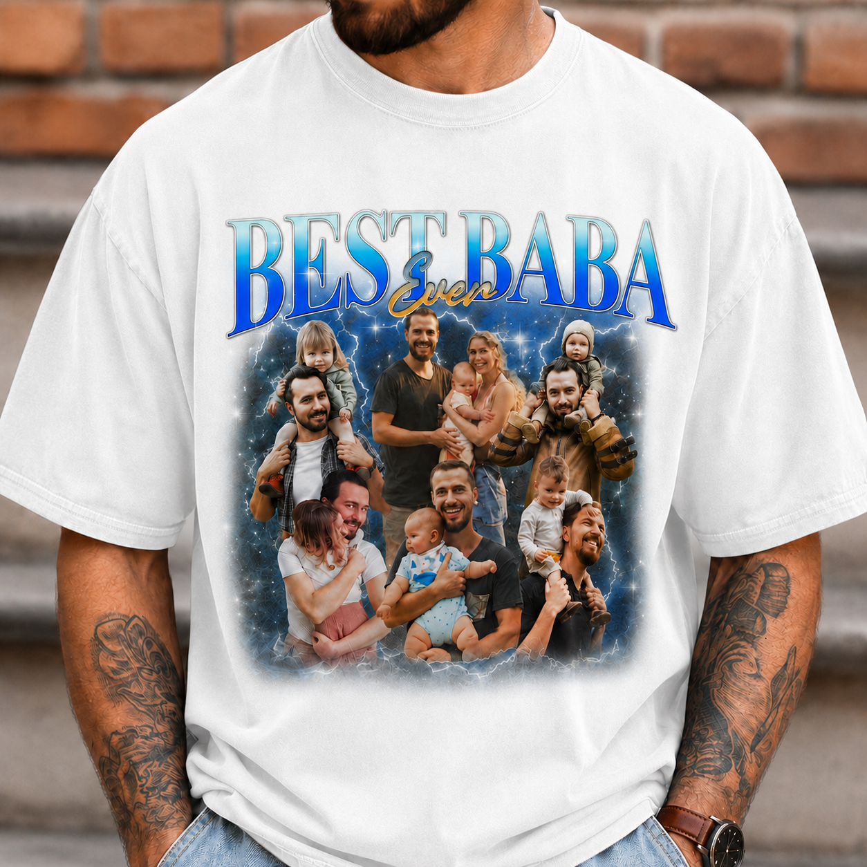 Custom Best Dad Ever Collage Tee with Kids Photos