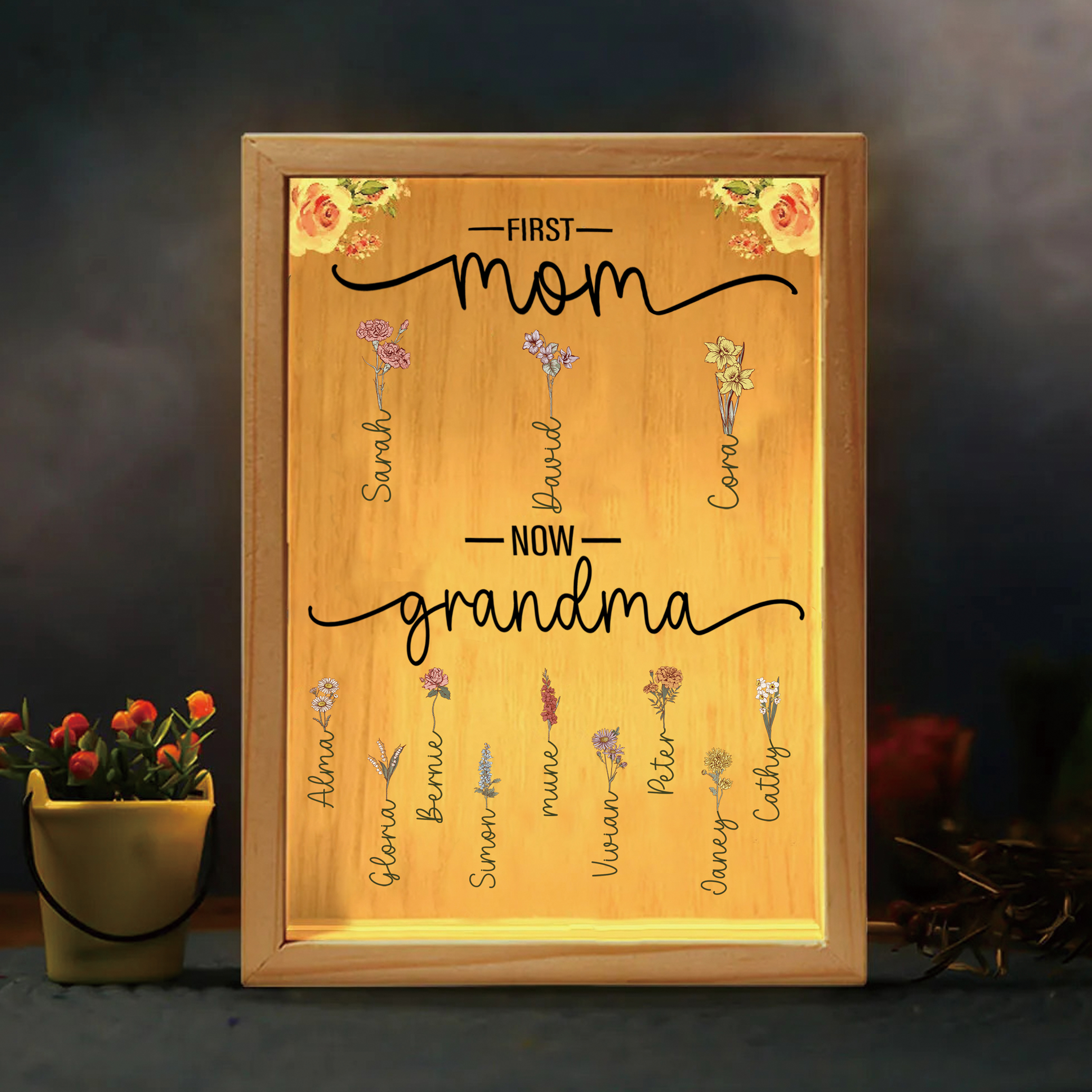 First Mom Now Grandma - Personalized Frame Light Box