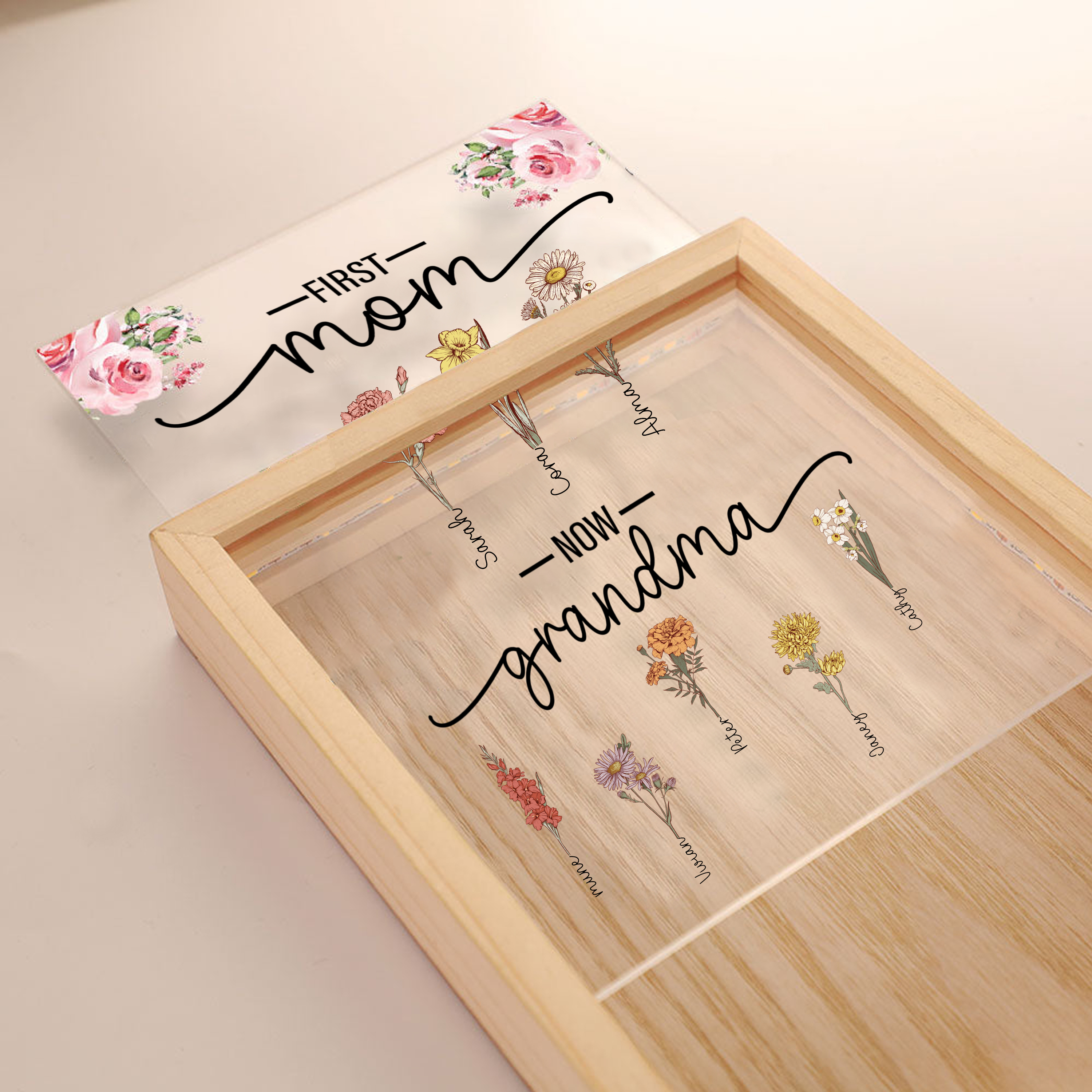 First Mom Now Grandma - Personalized Frame Light Box