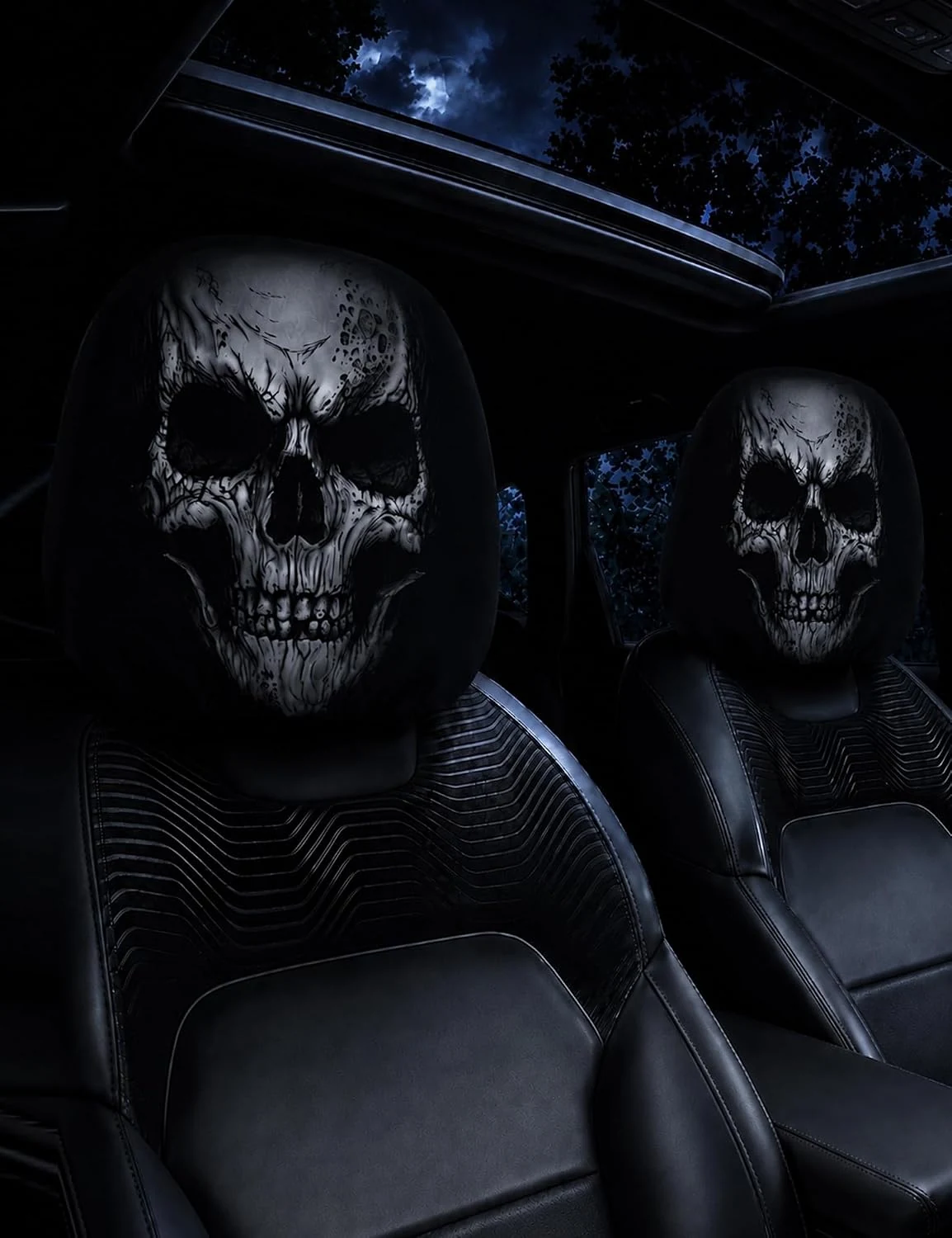 Ghost Face Car Headrest Covers - Style G (2PC) image 1