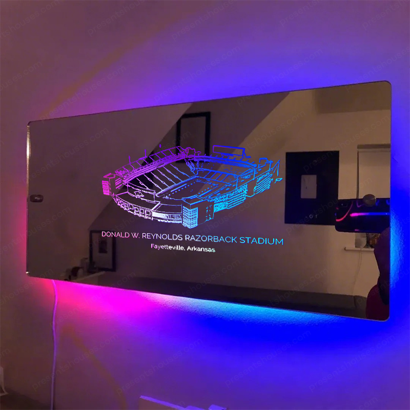 Donald W. Reynolds Razorback Stadium Mirror Light-Gifts For Sports Lovers、University of Arkansas Razorbacks、NCAA
