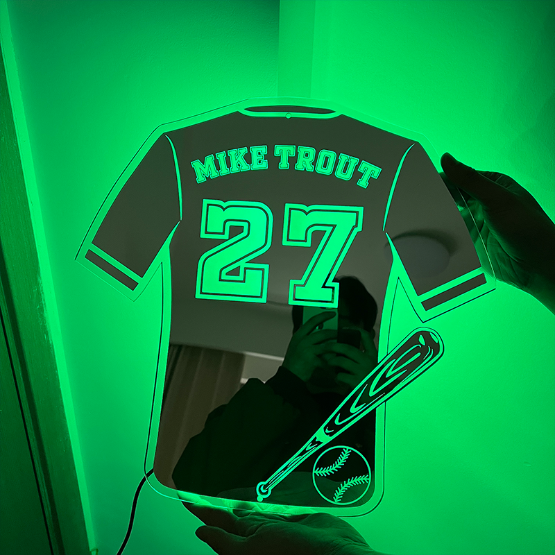 Personalized LED Cool Mirror Lights for Baseball Fans