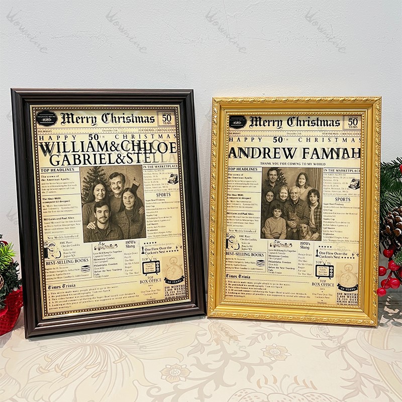 Customizable Vintage Newspaper Christmas Holographic Card