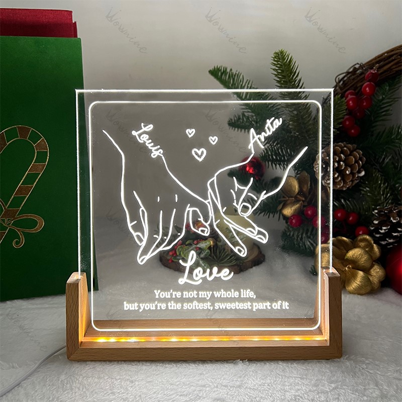  Custom Couple Holding Hands Line Drawing U LED Frame Light Box For Your LOVED ONE