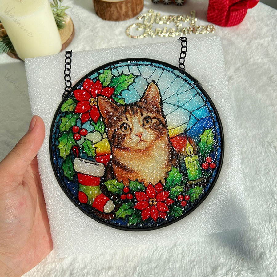 Personalized Pet Portrait Stained Glass Suncatcher