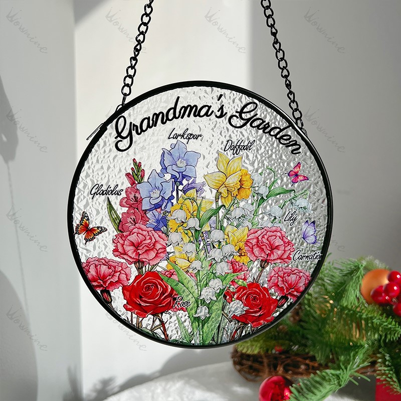 Vintage 'Mama's Garden' Floral Glass Decor