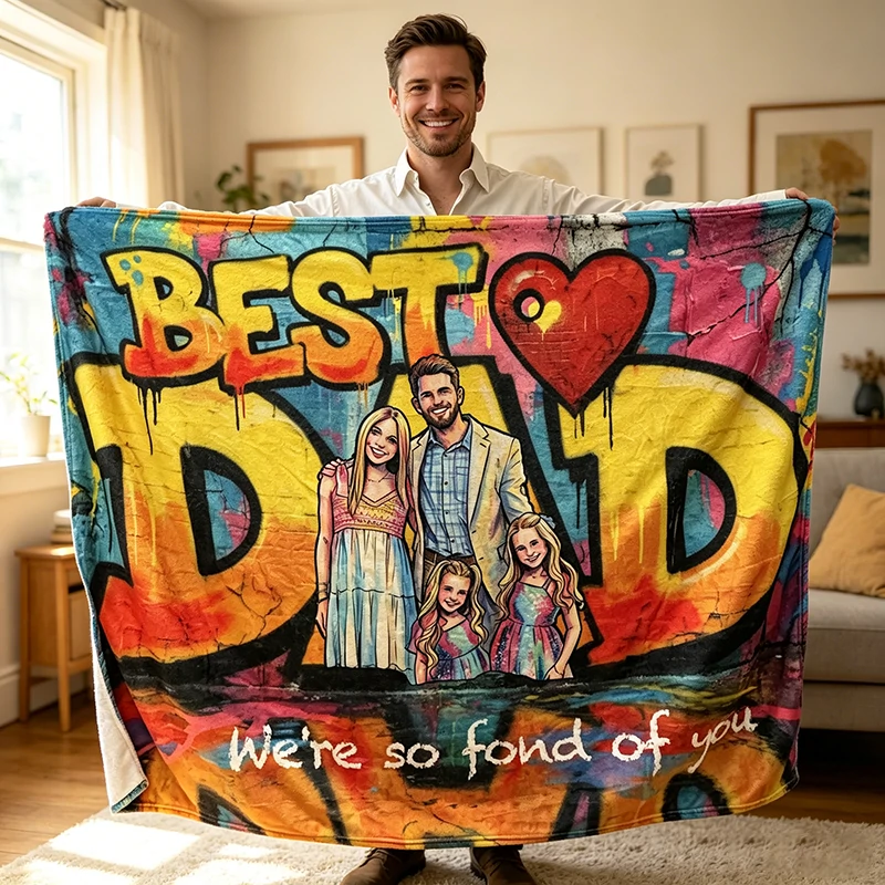 Custom Best Grandpa Graffiti Art Family Blanket