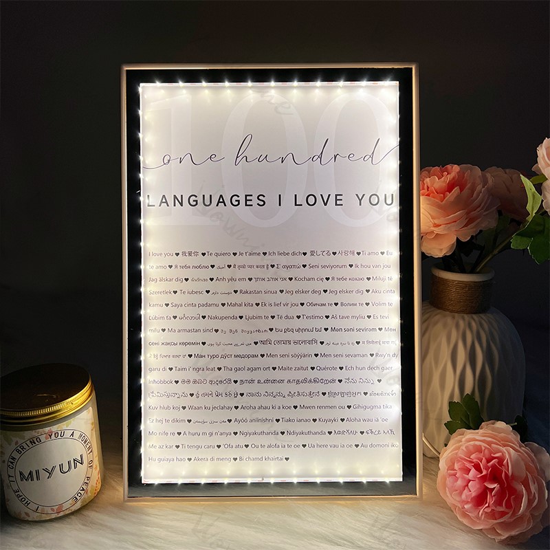 I Love You in 100 languages Mirror Frame Light Box Ⅱ