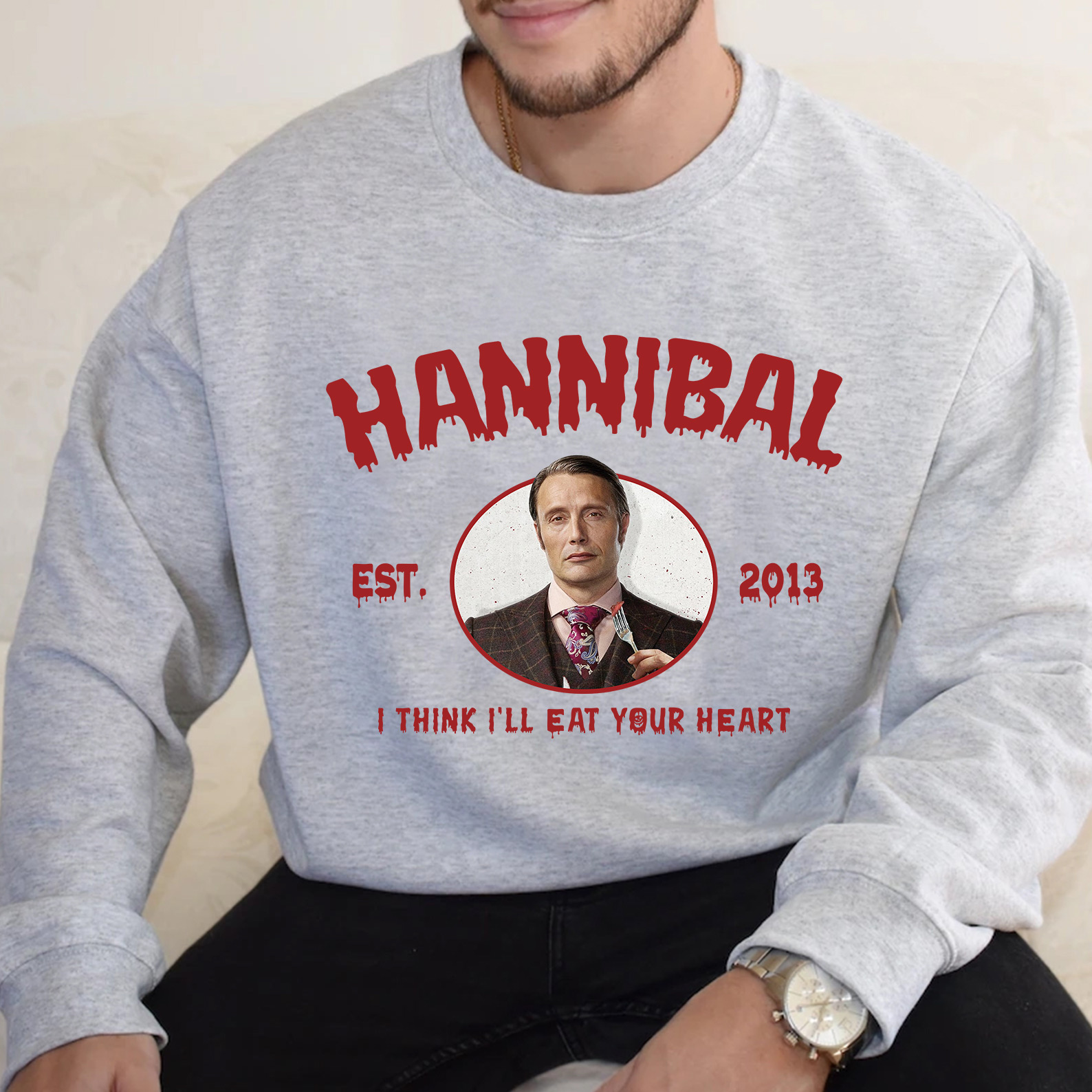 Customized Vintage Halloween Characters Sweatshirt,Horror Movie Hannibal Shirt