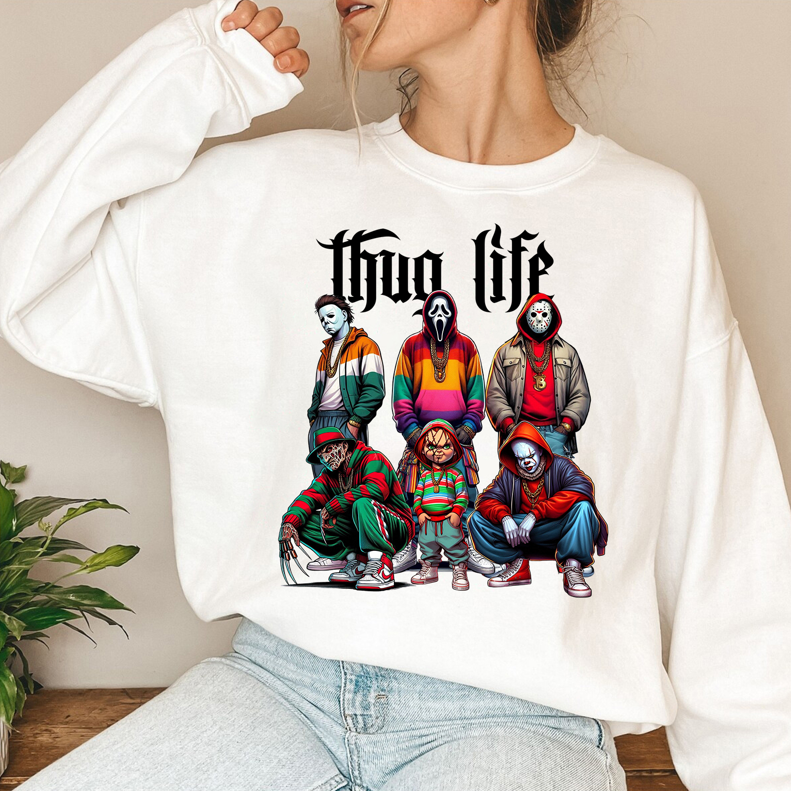 Halloween Customized Thug Life Horror Character Sweatshirt