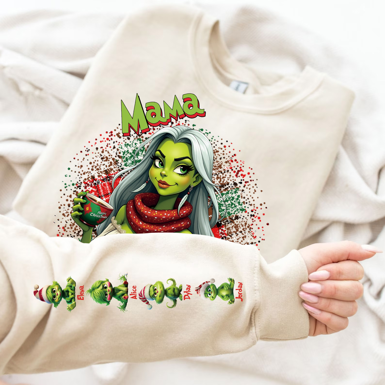 Custom Christmas Mama Daddy With Kids Name Sweatshirt Christmas Day Gift