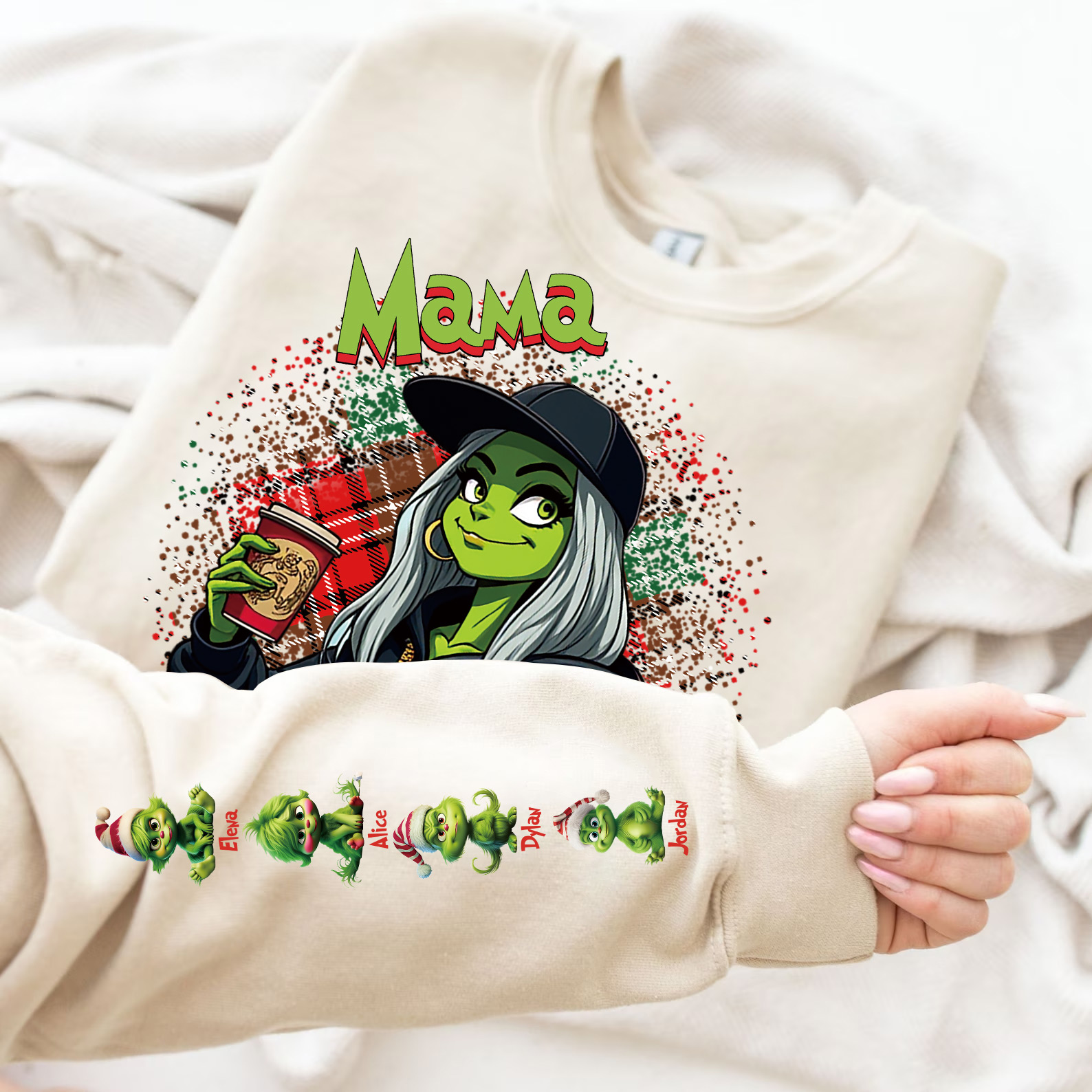 Custom Christmas Mama Daddy With Kids Name Sweatshirt Christmas Day Gift