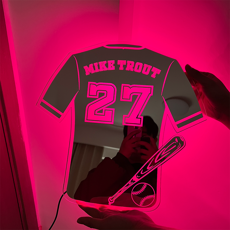 Personalized LED Cool Mirror Lights for Baseball Fans