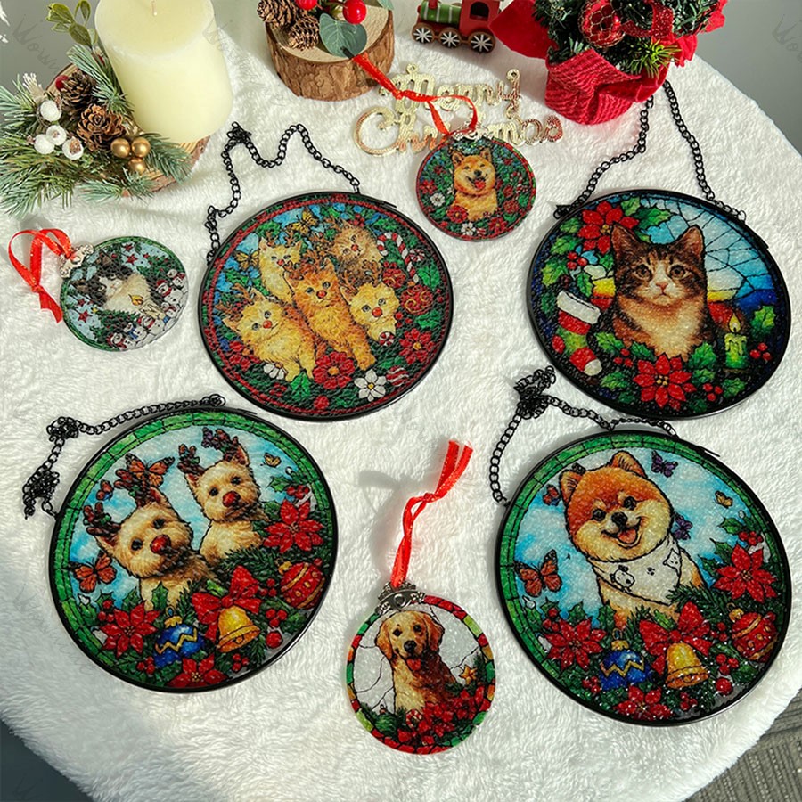 Personalized Pet Portrait Stained Glass Suncatcher