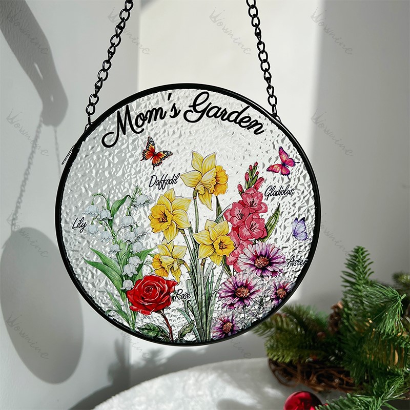 Vintage 'Mama's Garden' Floral Glass Decor