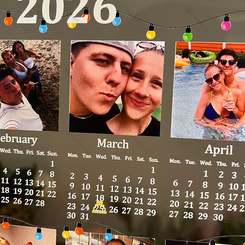 Custom 2026 Calendar LED Light Box with Photo