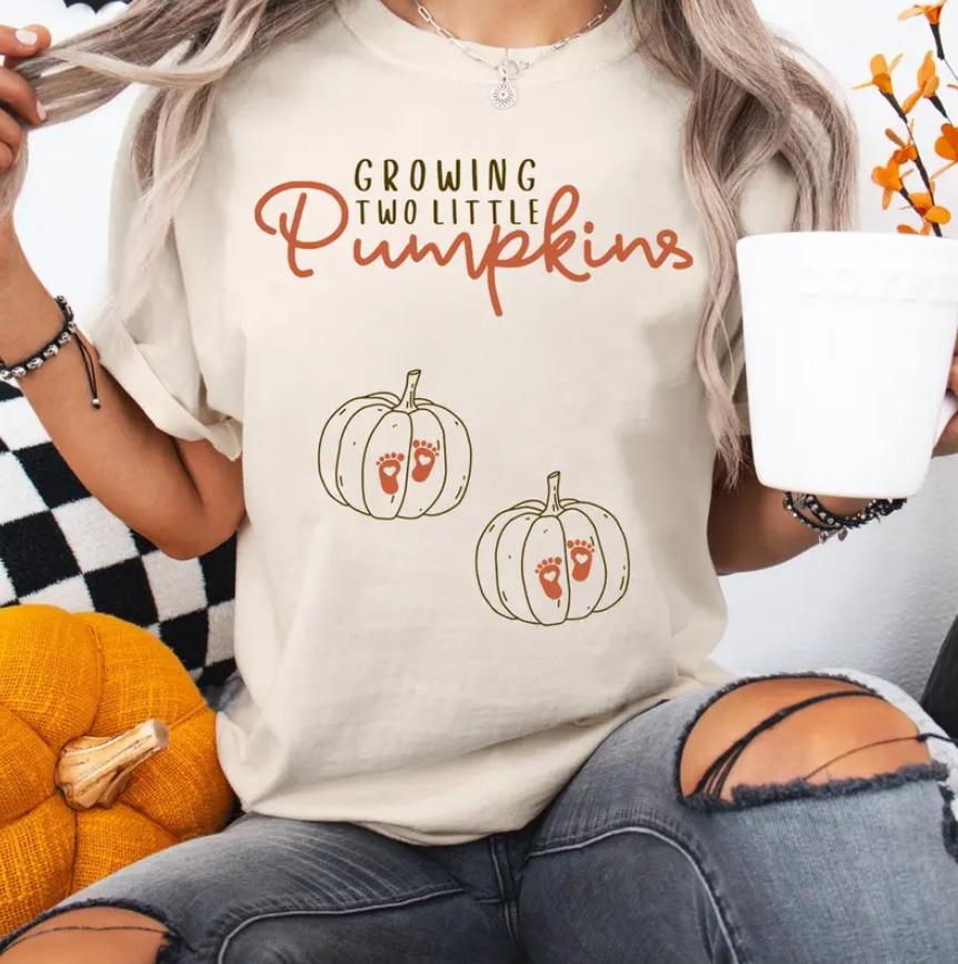 Growing A Little Pumpkin Halloween Couple Pregnancy Announcement Shirt