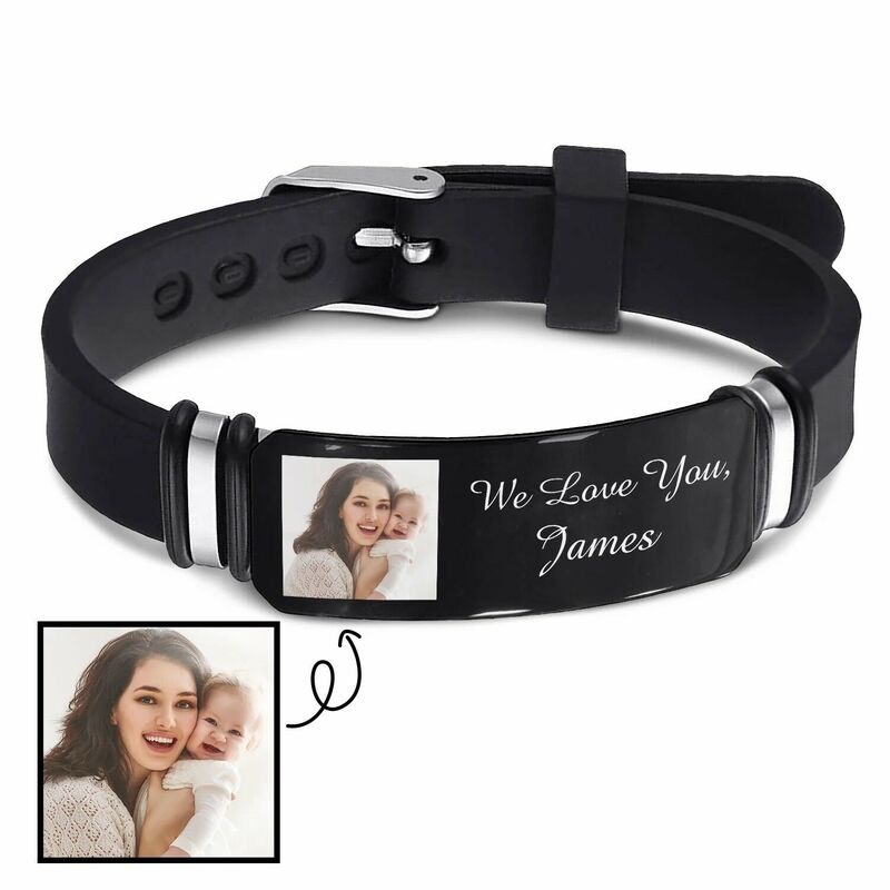 Personalized Men's Photo Bracelet Memorial Gift for Dad
