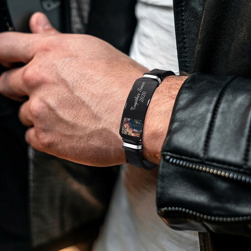 Personalized Men's Photo Bracelet Memorial Gift for Dad