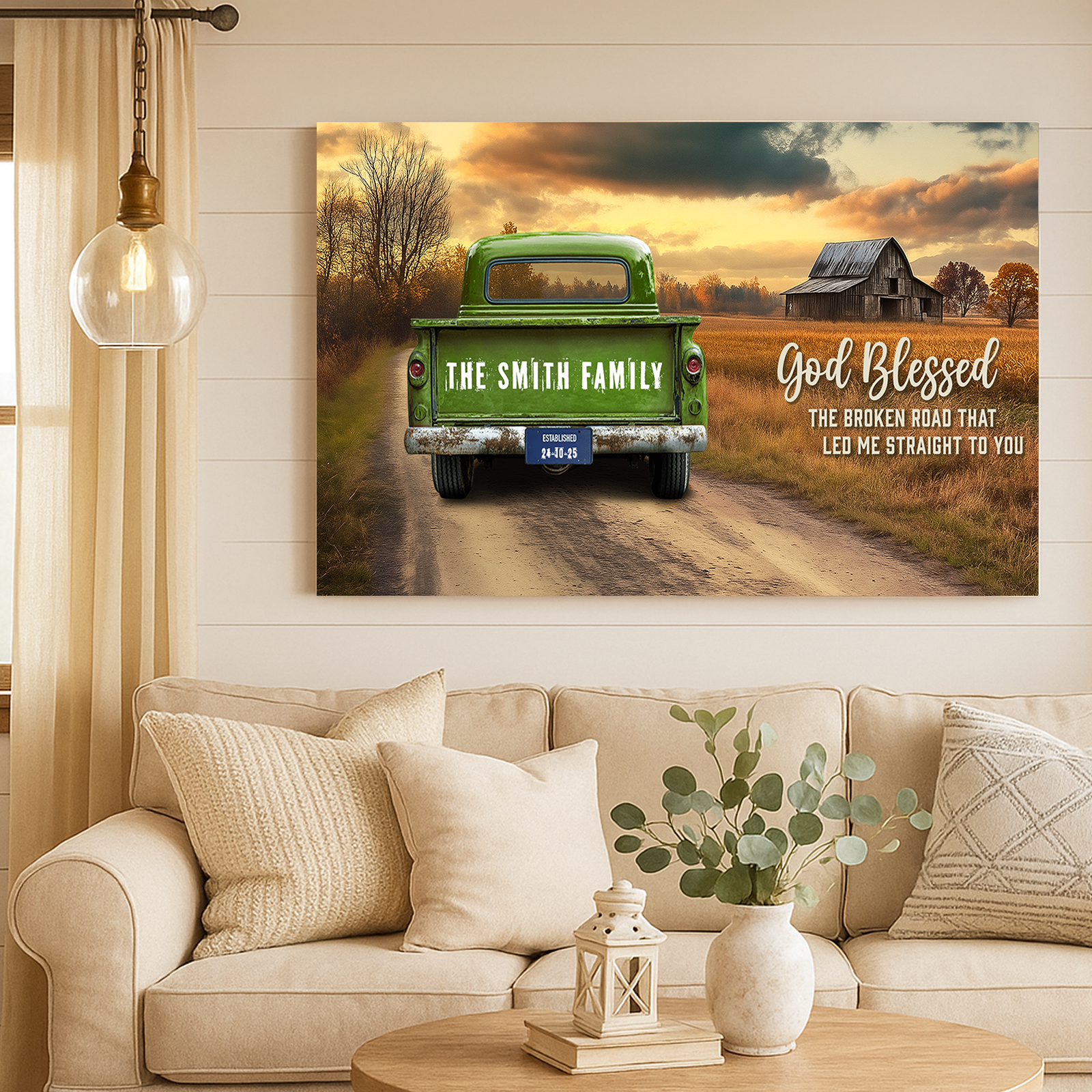 Custom Vintage Truck Farmhouse Canvas Gift