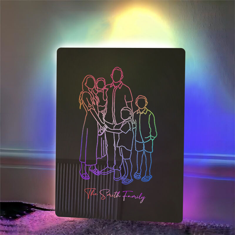 Personalized Mirror Lights Customized Family Line Drawing Warm Home Decoration