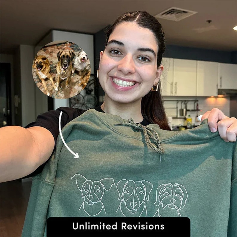 Custom Embroidered Line Drawing Hoodie❤️