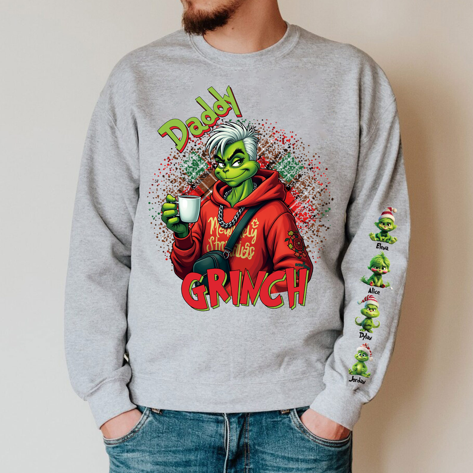 Custom Christmas Mama Daddy With Kids Name Sweatshirt Christmas Day Gift