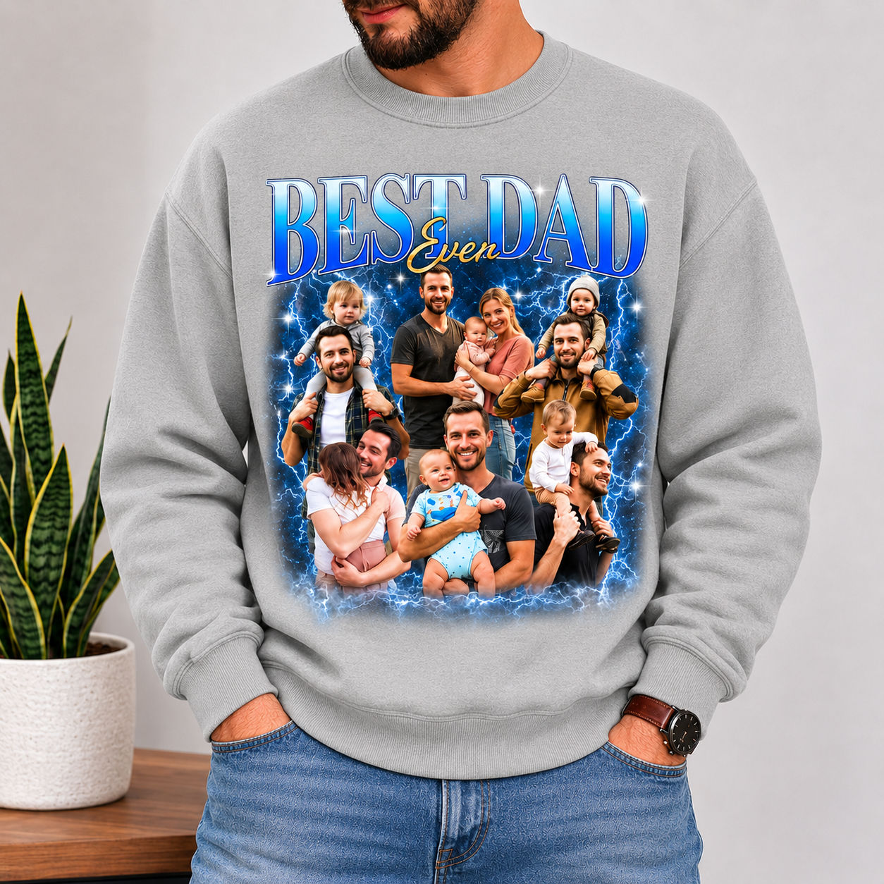 Custom Best Dad Ever Collage Tee with Kids Photos