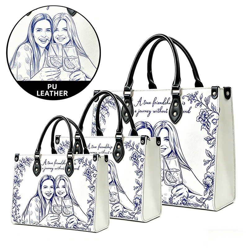 Personalized Best Friend Portrait Handbag – Custom Floral Friendship Keepsake Tote