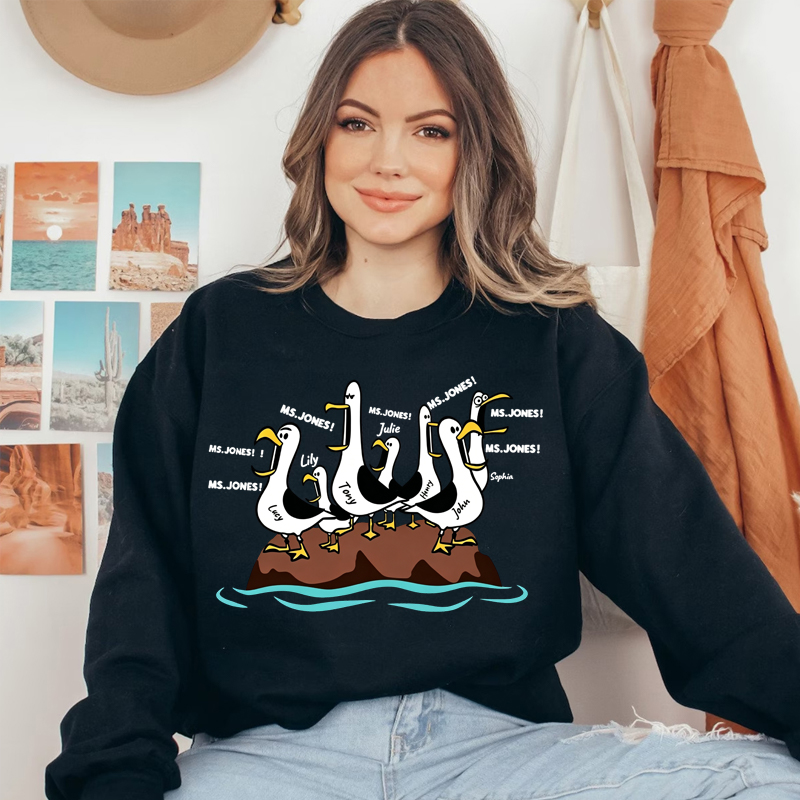 Personalized "Finding Nemo Seagull" Teacher T-Shirt - Custom Teacher Name Funny School Tee, Teacher Appreciation Gift