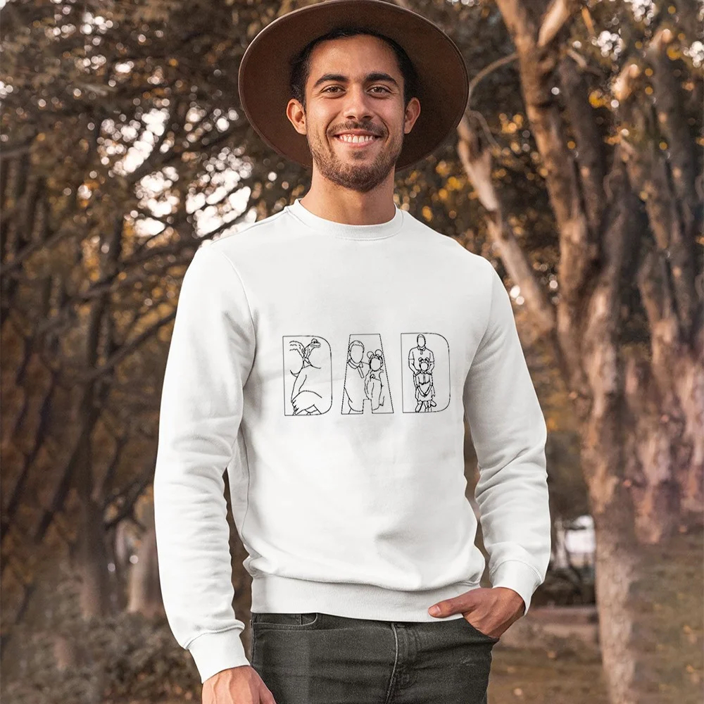 🔥 Hot Sale! Embroidered Hoodie for Father's Day- Customize with 'DAD' or 'MOM' - Personalized Sweatshirt with Custom Photo 