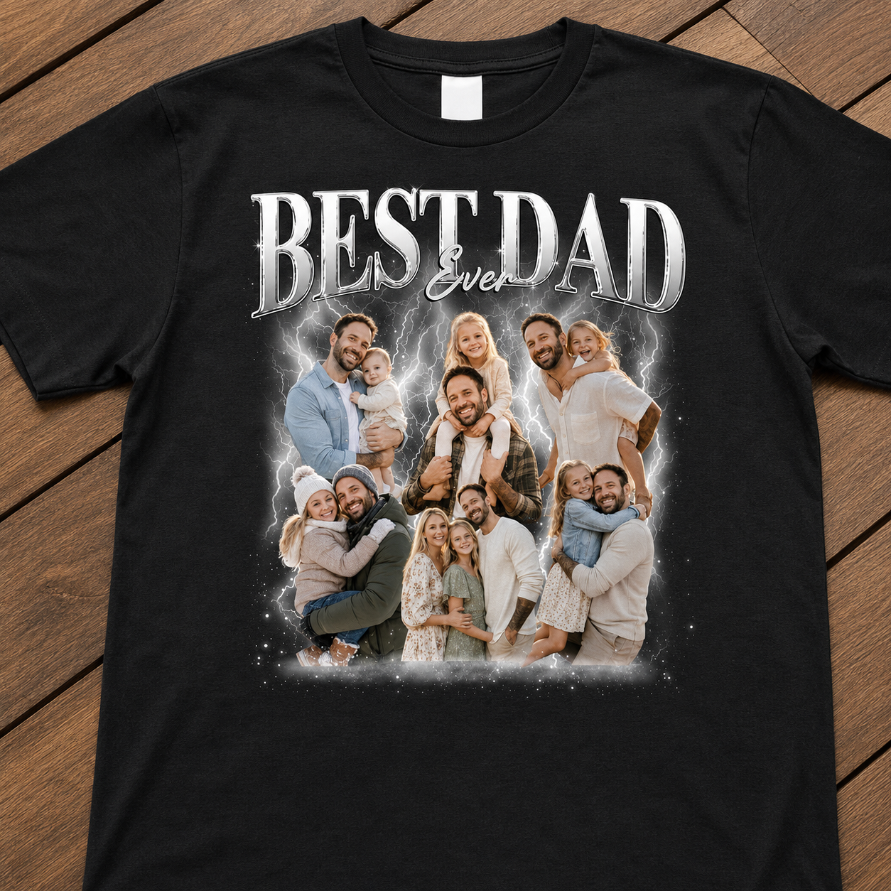 Custom Best Dad Ever Collage Tee with Kids Photos