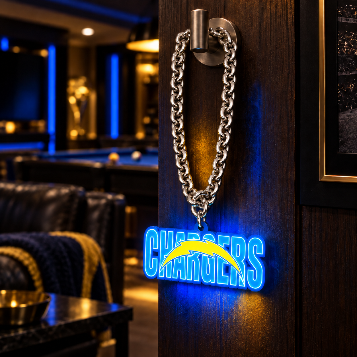 Football Fan LED Light-Up Pendant Chain Necklace