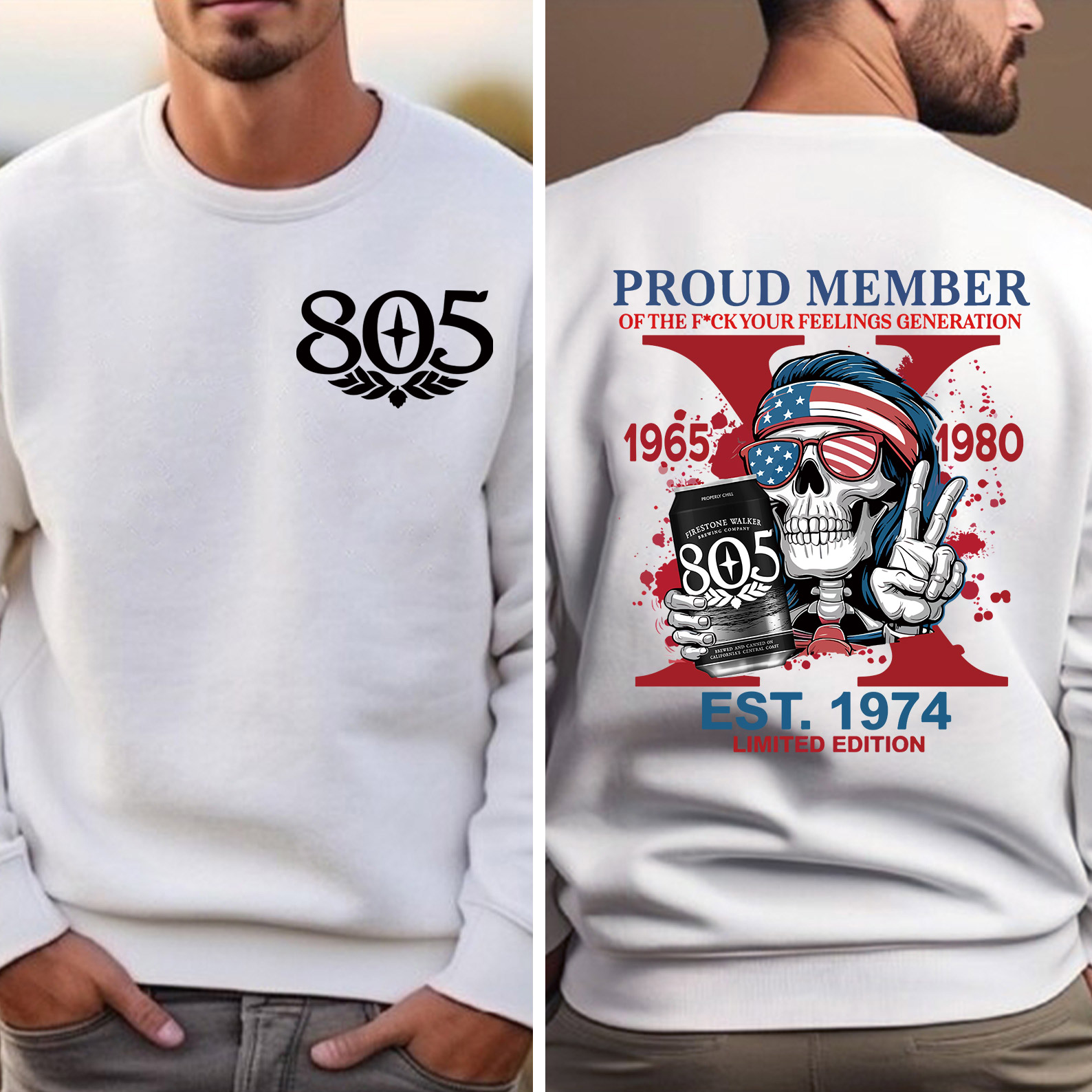 Customized Skeleton Beer Lover Crewneck