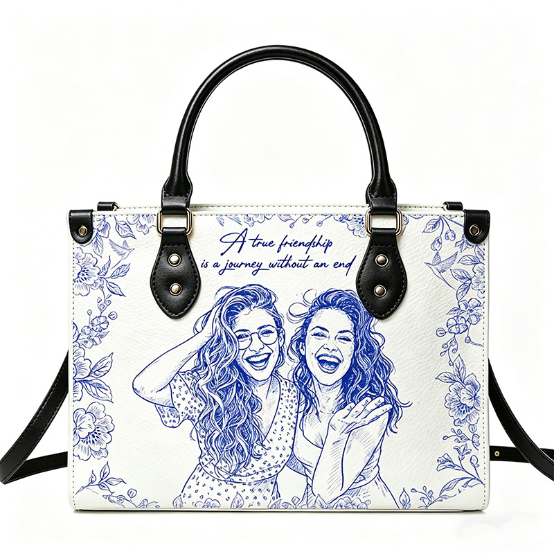 Personalized Best Friend Portrait Handbag – Custom Floral Friendship Keepsake Tote